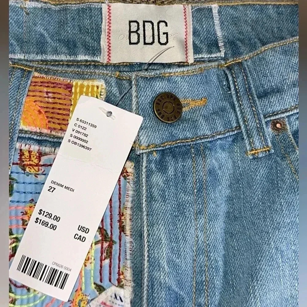 NWT $129 URBAN OUTFITTERS BDG WOMEN’S EMBROIDERED DENIM MEDI SIZE 27 - Picture 5 of 14